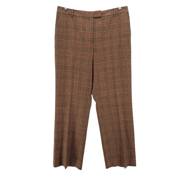 Brooks Brothers LORO PIANA Superfine Wool Dress Pants Brown Plaid Lined EUC 16